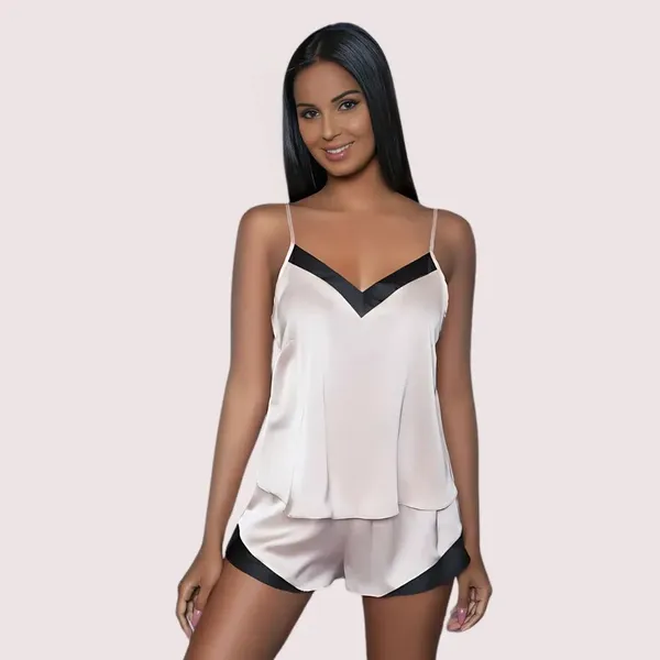 White_Silk_Satin_Cami_&_Shorts_Set_For_Women