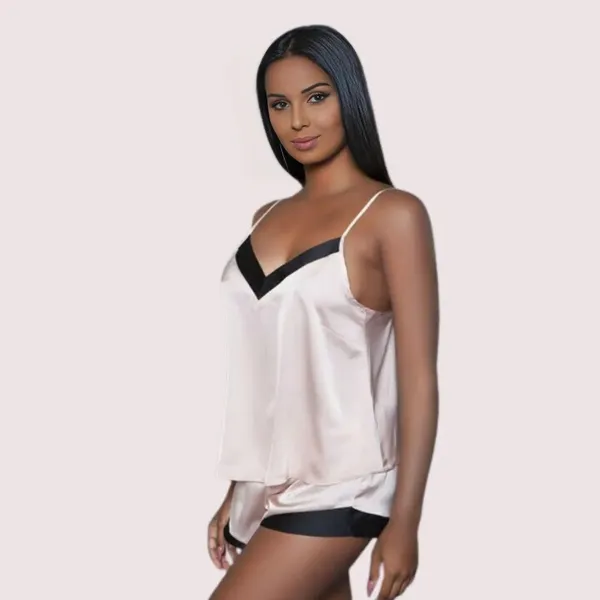 White_Silk_Satin_Cami_&_Shorts_Set_For_Women