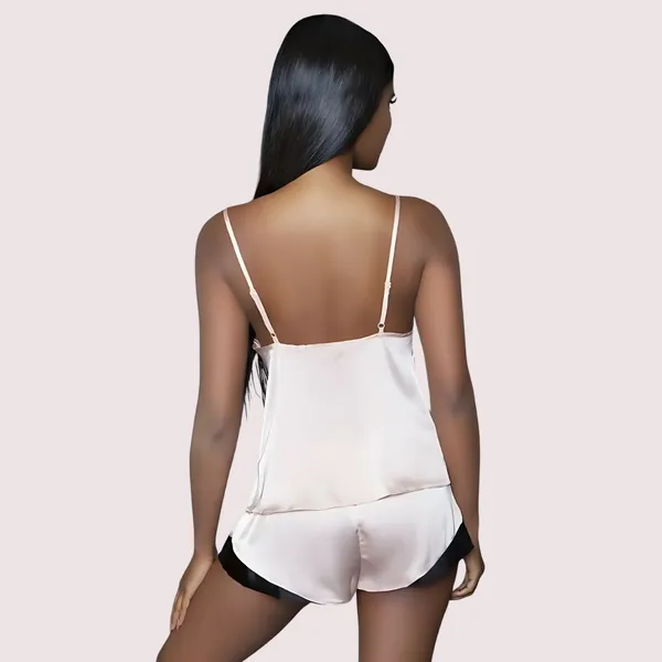 White_Silk_Satin_Cami_&_Shorts_Set_For_Women