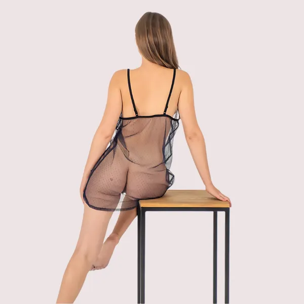 Black_Sheer_Plus_Size_Babydoll_Nightwear_For_Women
