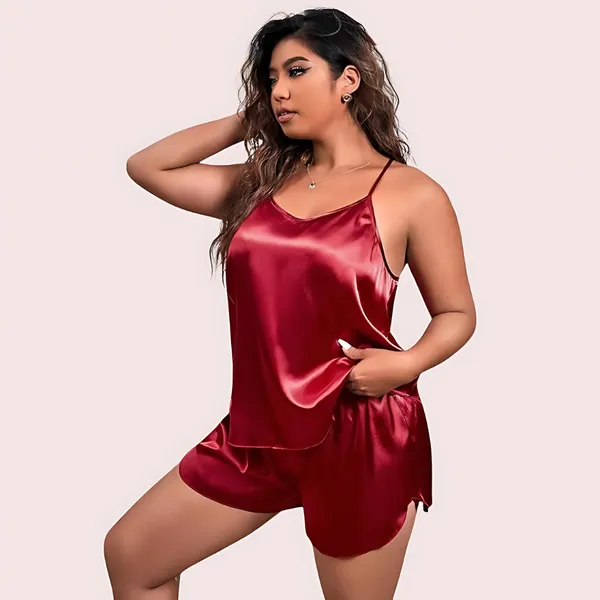 Dark_Maroon_Silk_Cami_&_Shorts_Plus_Size_Set_For_Women