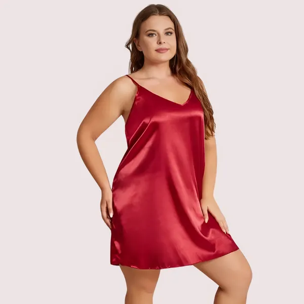 Maroon_Criss-Cross_Back_Plus_Size_Nightdress_For_Women