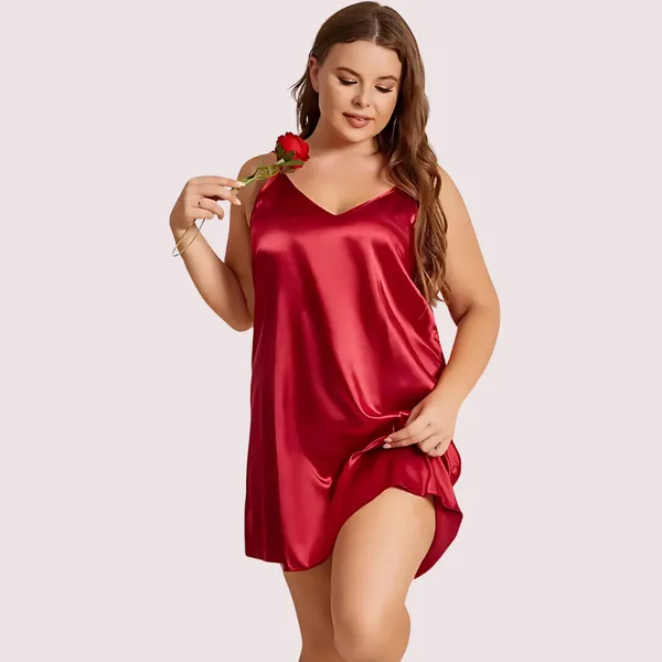 Maroon_Criss-Cross_Back_Plus_Size_Nightdress_For_Women