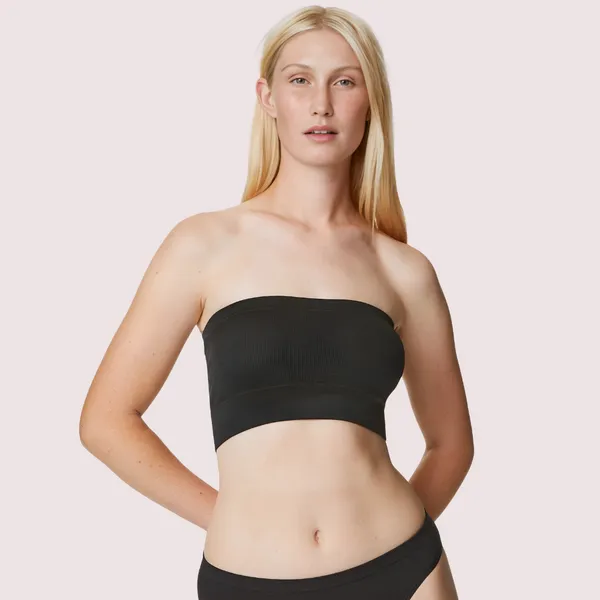 Black_Seamless_Non-Wired_Tube_Bra_Panty_Set_For_Women