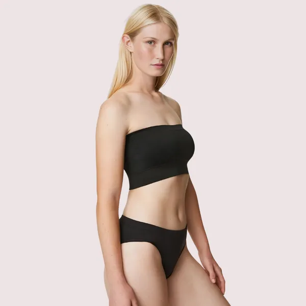 Black_Seamless_Non-Wired_Tube_Bra_Panty_Set_For_Women