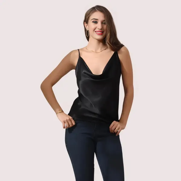 Black_Silk_Cowl_Neck_Camisole_For_Women