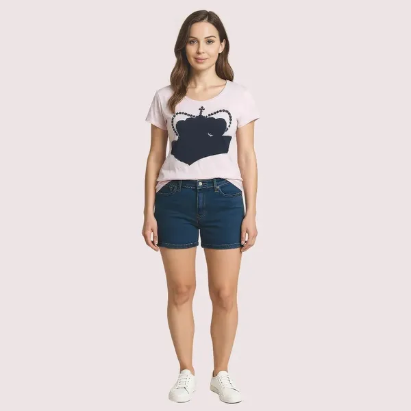 Pink_Graphic_Print_Casual_Shorts_For_Women