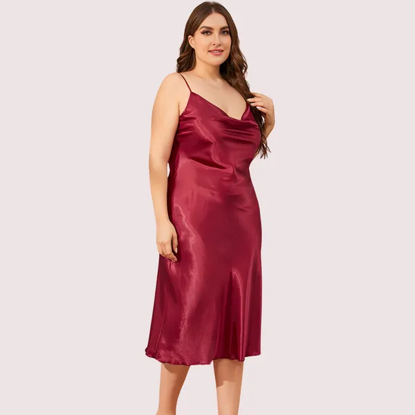 Burgundy_Satin_Plus_Size_Sleepwear_Bra_For_Women