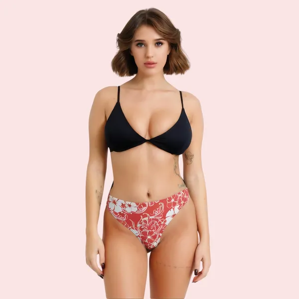 Red_White_Floral_Print_High-Cut_Thong_Bikini_Bottom_For_Women