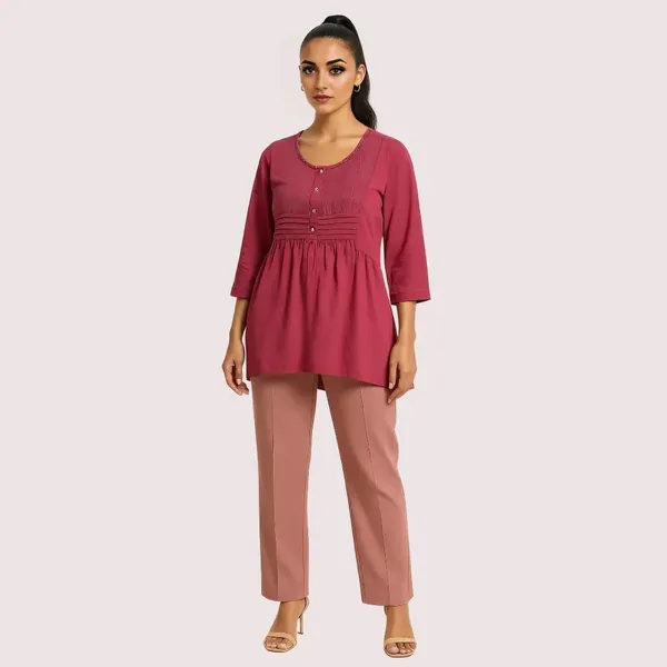 Rosewood_Cotton_Pintuck_Pleated_Top_For_Women