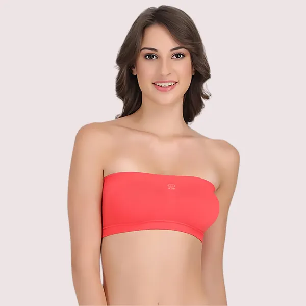 Coral_Red_Stretch_Strapless_Bandeau_Bra_For_Women