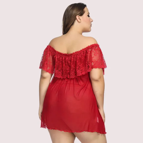 Red_Black_Lace_Plus_Size_Babydoll_Nightwear_For_Women
