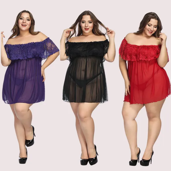 Red_Black_Lace_Plus_Size_Babydoll_Nightwear_For_Women