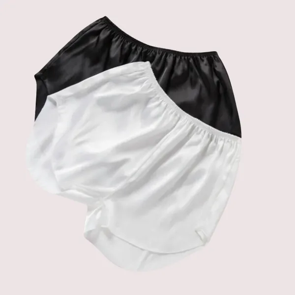 White_&_Black_Faux_Silk_Relaxed_French_Knickers_For_Women