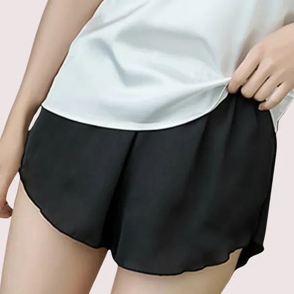 White_&_Black_Faux_Silk_Relaxed_French_Knickers_For_Women