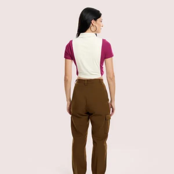 Maroon_White_Zip_Polo_Crop_Top_For_Women