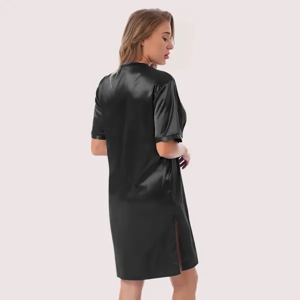 Dark_Black_Silk_Satin_Short_Sleepwear_For_Women