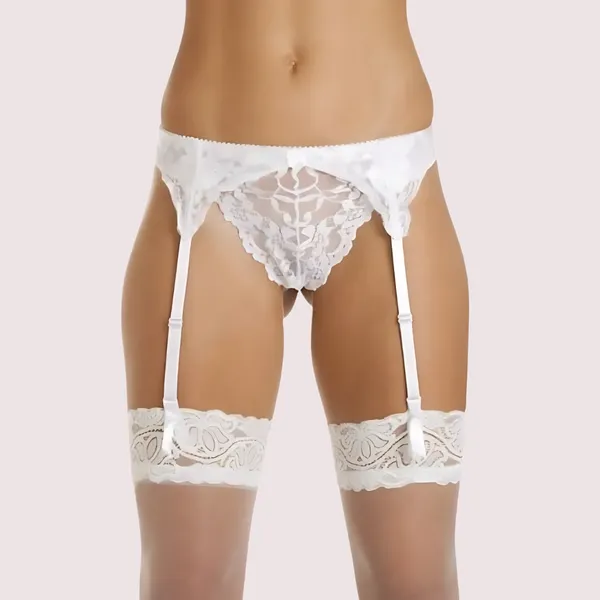 White_Silky_Lace_Garter_Belt_For_Women
