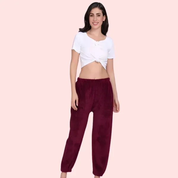 Red_Wool_Solid_Pajama_For_Women