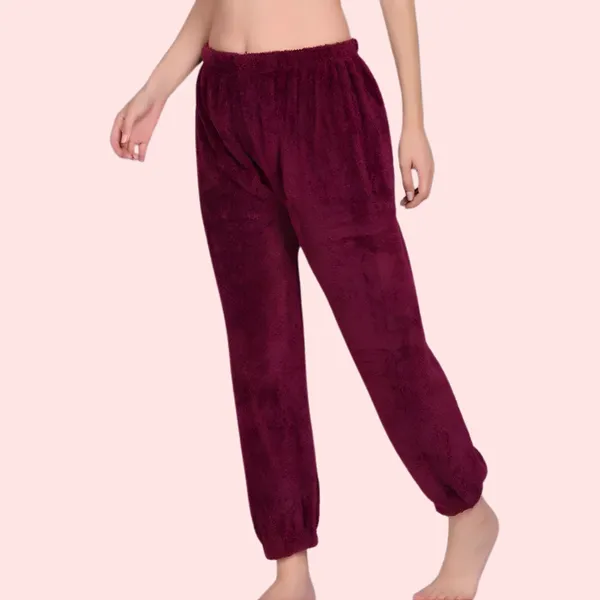 Red_Wool_Solid_Pajama_For_Women