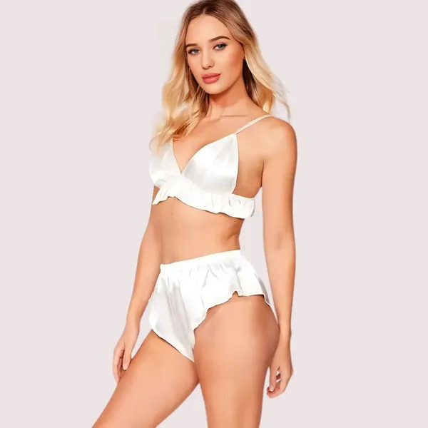 White_Pure_Silk_Bra_Set_For_Women