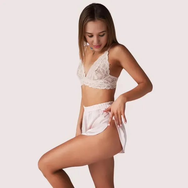 White_Silk_Bra_Set_For_Women