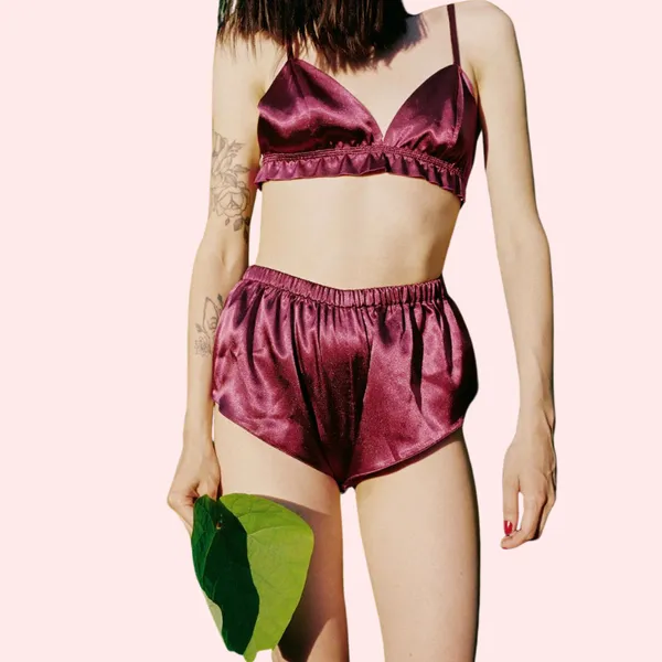 Pink_Silk_Satin_Lingerie_Bra_Set_For_Women