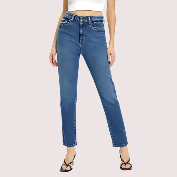 Blue_Denim_High_Rise_Slim_Straight_Jeans_For_Women