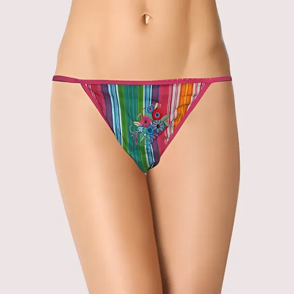 Pink_Stripe_Floral_Print_G-String_Thong_For_Women_-_Pack_of_2