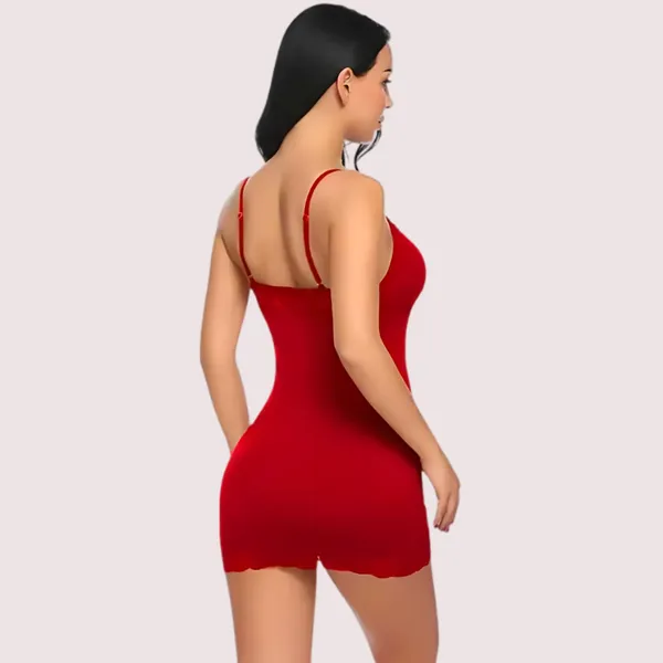 Coral_Red_Lace_Trim_Nightwear_Set_For_Women