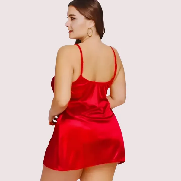 Rose_Red_Satin_Lace_Detail_One-Piece_Sleepwear_For_Women