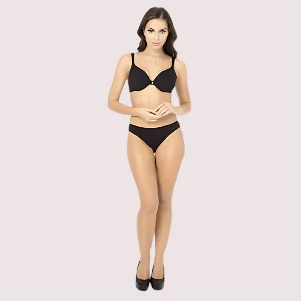 Black_Seamless_Push-Up_Bra_Bikini_Bottom_Set_For_Women