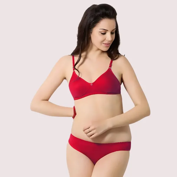 Red_Cotton_Solid_Bra_Panty_Set_For_Women