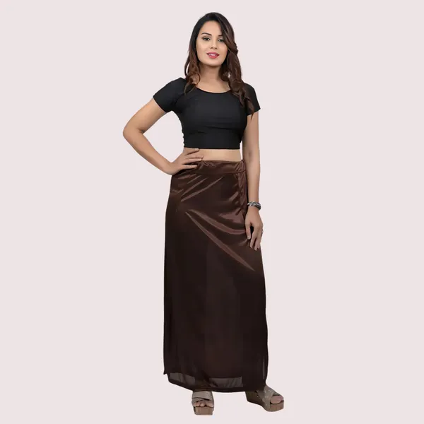 Dark_Brown_Glossy_Silk_Saree_Petticoat_For_Women_-_Pack_of_2