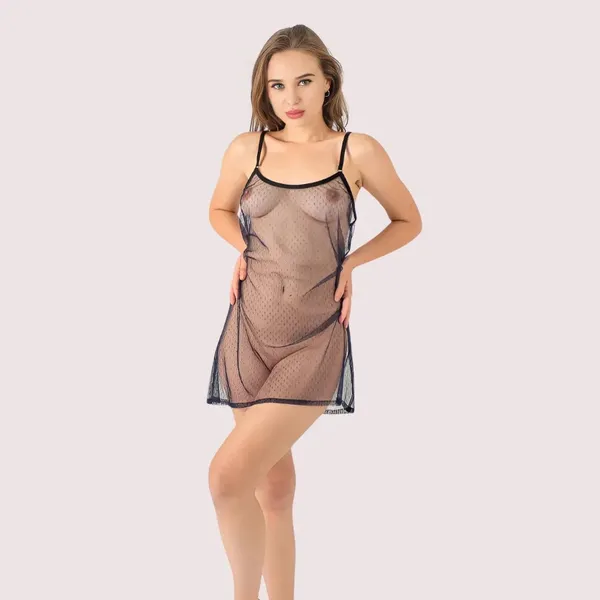 Black_Sheer_See-Through_Plus_Size_Babydoll_Nightwear_For_Women