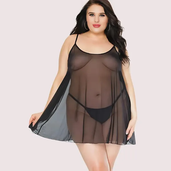 Black_Sheer_Plus_Size_Chemise_Nightdress_For_Women