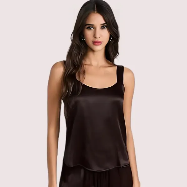 Dark_Black_Silk_Adjustable_Strap_Camisole_For_Women