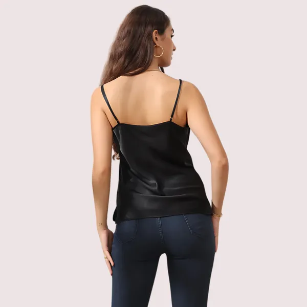 Dark_Black_Silk_Cowl_Neck_Camisole_For_Women