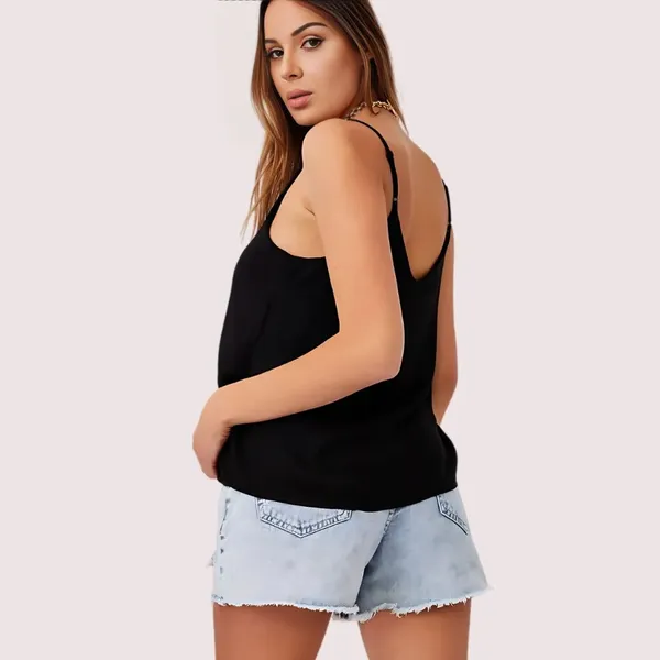 Black_Silk_Adjustable_Strap_Camisole_For_Women