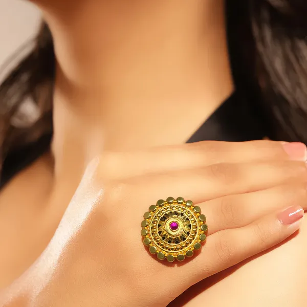 Gold-Plated_Red_Stone_Traditional_Adjustable_Statement_Ring_-_Pack_of_2
