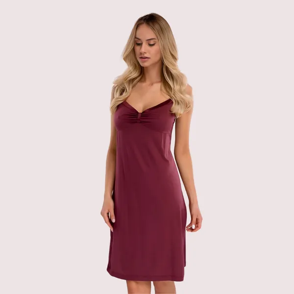 Burgundy_Satin_Babydoll_Camisole_Slip_For_Women