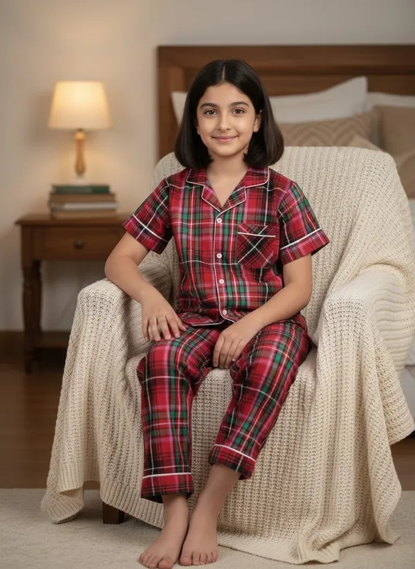 SHOPMOZO|100%_Pure_Cotton|Short_Sleeves_Shirt_&_Pajama|Night_Suit|Sleep_Wear|Top_&_Bottom_Night_Dress_Set_for_Boys(SM-001034)