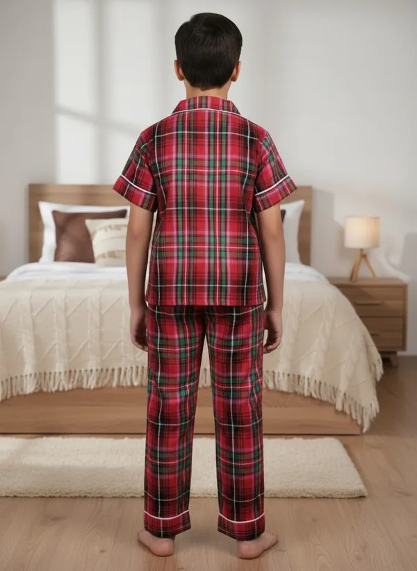 SHOPMOZO|100%_Pure_Cotton|Short_Sleeves_Shirt_&_Pajama|Night_Suit|Sleep_Wear|Top_&_Bottom_Night_Dress_Set_for_Boys(SM-001034)