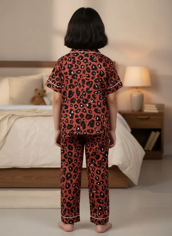 SHOPMOZO|100%_Pure_Cotton|Short_Sleeves_Shirt_&_Pajama|Night_Suit|Sleep_Wear|Top_&_Bottom_Night_Dress_Set_for_Girls(SM-001051)