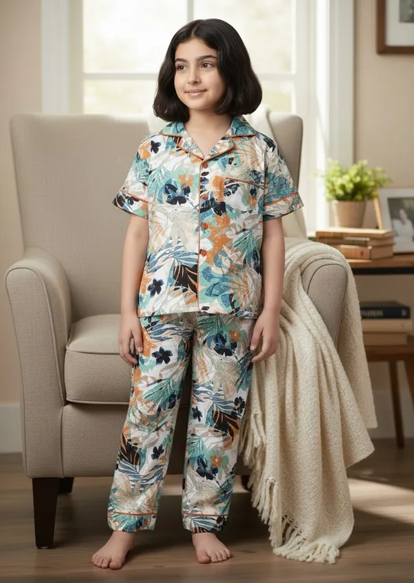 SHOPMOZO|100%_Pure_Cotton|Short_Sleeves_Shirt_&_Pajama|Night_Suit|Sleep_Wear|Top_&_Bottom_Night_Dress_Set_for_Boys(SM-001069A)