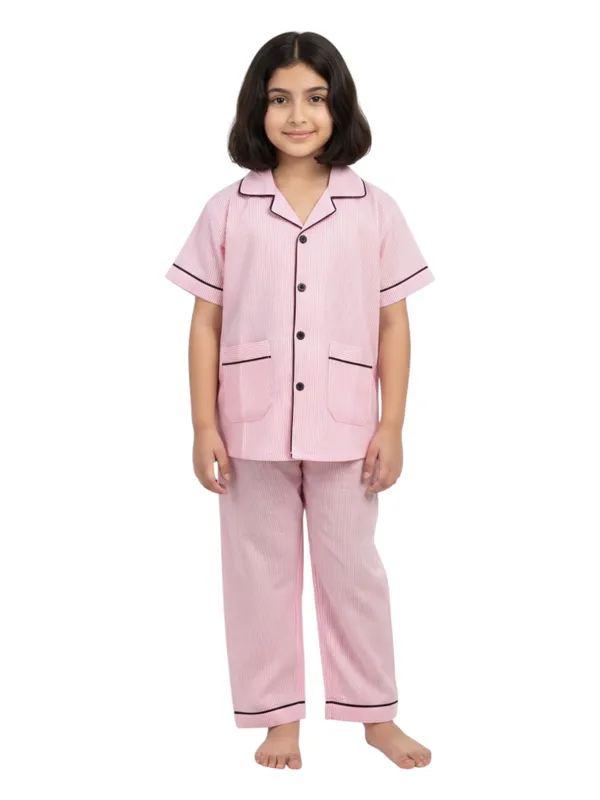 SHOPMOZO|100%_Pure_Cotton|Short_Sleeves_Shirt_&_Pajama|Night_Suit|Sleep_Wear|Top_&_Bottom_Night_Dress_Set_for_Boys(SM-001111)