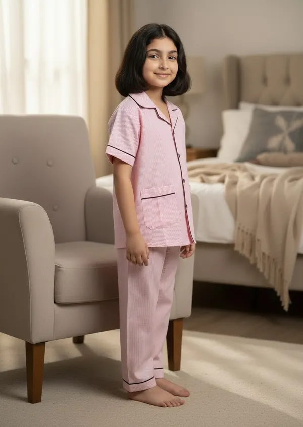 SHOPMOZO|100%_Pure_Cotton|Short_Sleeves_Shirt_&_Pajama|Night_Suit|Sleep_Wear|Top_&_Bottom_Night_Dress_Set_for_Boys(SM-001111)