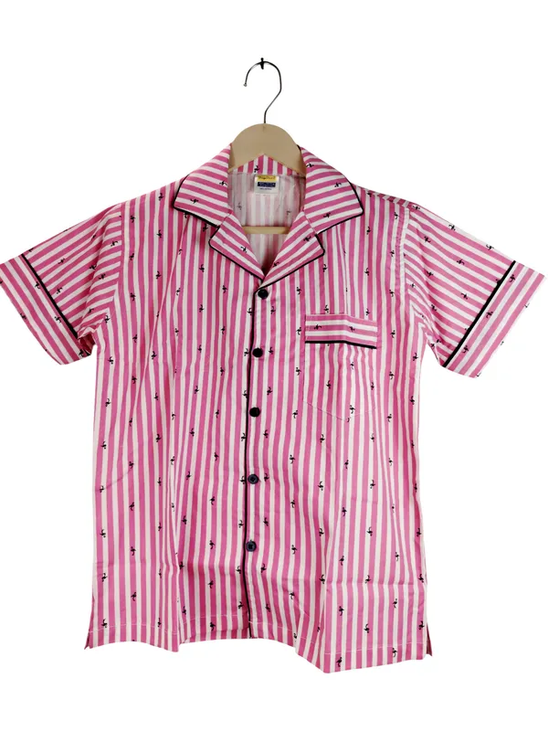 SHOPMOZO|100%_Pure_Cotton|Short_Sleeves_Shirt_&_Pajama|Night_Suit|Sleep_Wear|Top_&_Bottom_Night_Dress_Set_for_Girls(SM-001116)
