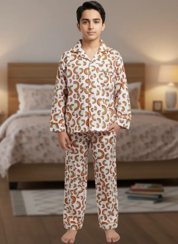 SHOPMOZO|100%_Pure_Cotton|Full_Sleeves_Shirt_&_Pajama|Night_Suit|Sleep_Wear|Top_&_Bottom_Night_Dress_Set_for_Boys(SM-001117F)