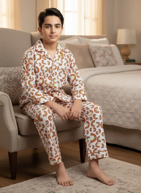 SHOPMOZO|100%_Pure_Cotton|Full_Sleeves_Shirt_&_Pajama|Night_Suit|Sleep_Wear|Top_&_Bottom_Night_Dress_Set_for_Boys(SM-001117F)